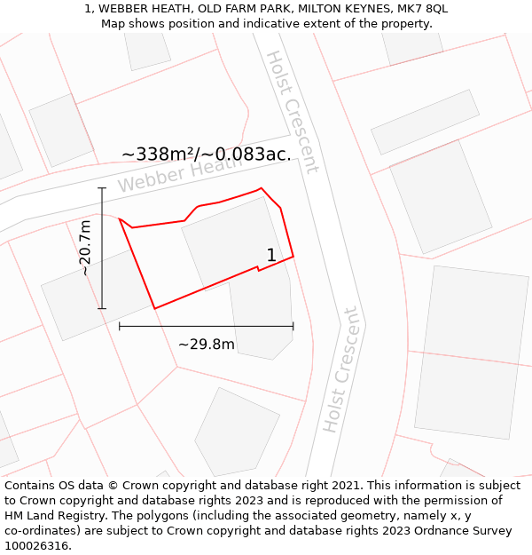 1, WEBBER HEATH, OLD FARM PARK, MILTON KEYNES, MK7 8QL: Plot and title map