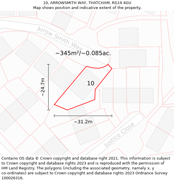 10, ARROWSMITH WAY, THATCHAM, RG19 4GU: Plot and title map