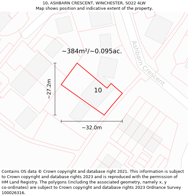 10, ASHBARN CRESCENT, WINCHESTER, SO22 4LW: Plot and title map