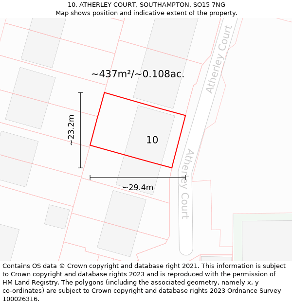 10, ATHERLEY COURT, SOUTHAMPTON, SO15 7NG: Plot and title map