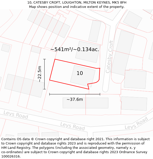 10, CATESBY CROFT, LOUGHTON, MILTON KEYNES, MK5 8FH: Plot and title map