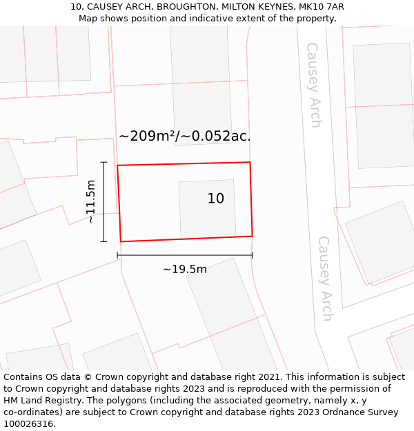 10, CAUSEY ARCH, BROUGHTON, MILTON KEYNES, MK10 7AR: Plot and title map