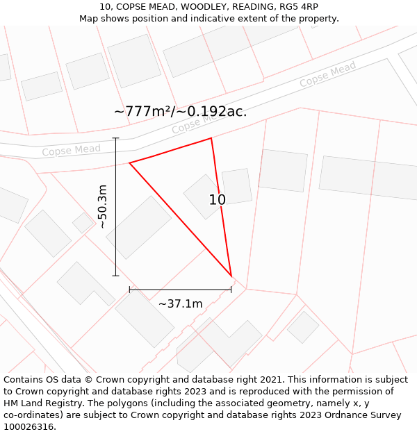 10, COPSE MEAD, WOODLEY, READING, RG5 4RP: Plot and title map