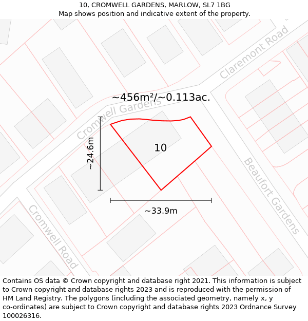 10, CROMWELL GARDENS, MARLOW, SL7 1BG: Plot and title map