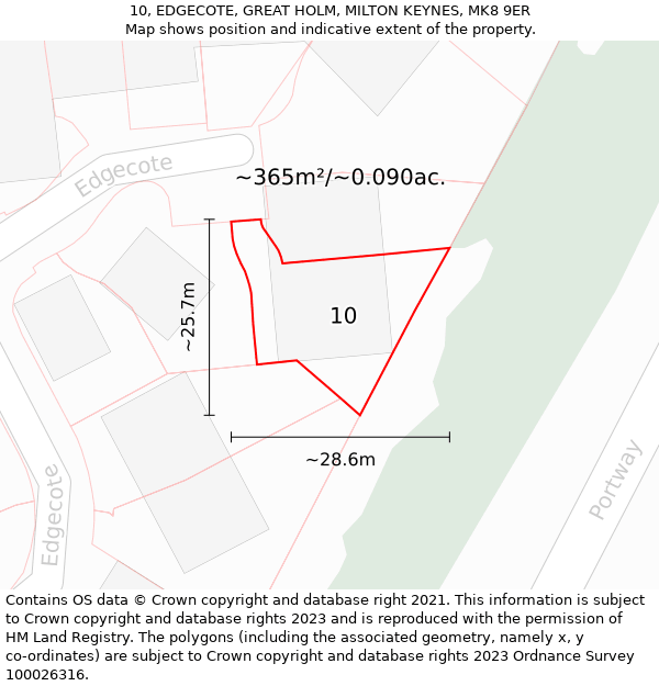 10, EDGECOTE, GREAT HOLM, MILTON KEYNES, MK8 9ER: Plot and title map