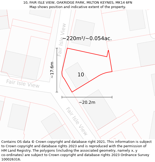 10, FAIR ISLE VIEW, OAKRIDGE PARK, MILTON KEYNES, MK14 6FN: Plot and title map