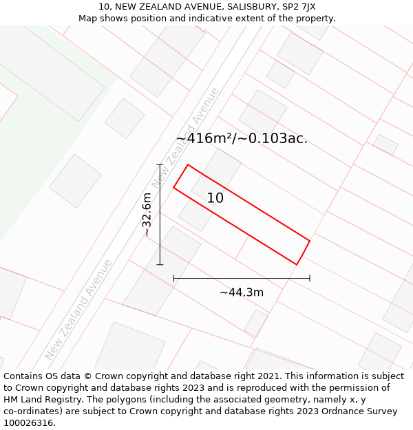 10, NEW ZEALAND AVENUE, SALISBURY, SP2 7JX: Plot and title map