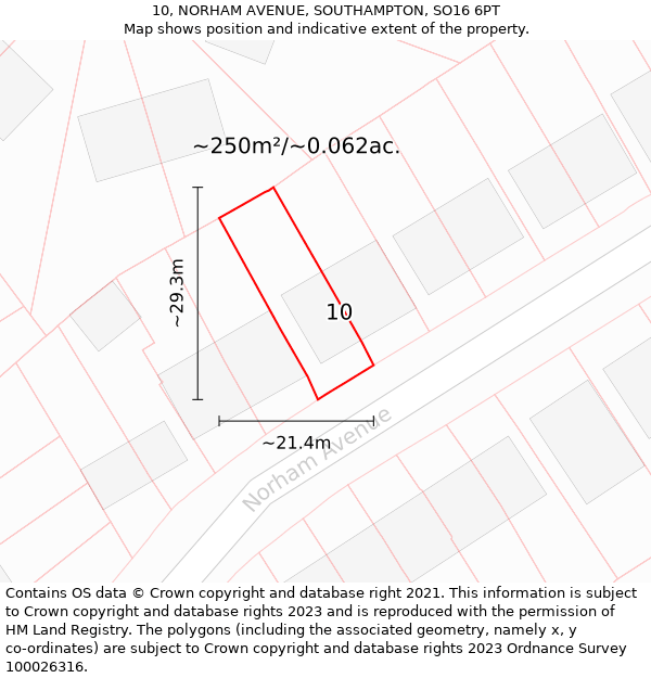 10, NORHAM AVENUE, SOUTHAMPTON, SO16 6PT: Plot and title map