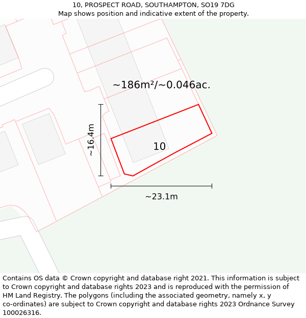 10, PROSPECT ROAD, SOUTHAMPTON, SO19 7DG: Plot and title map