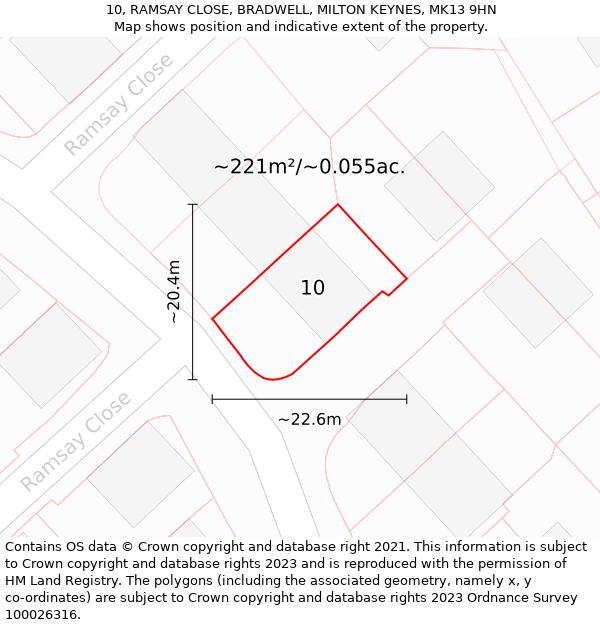 10, RAMSAY CLOSE, BRADWELL, MILTON KEYNES, MK13 9HN: Plot and title map