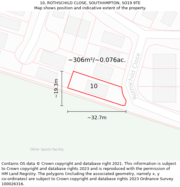 10, ROTHSCHILD CLOSE, SOUTHAMPTON, SO19 9TE: Plot and title map