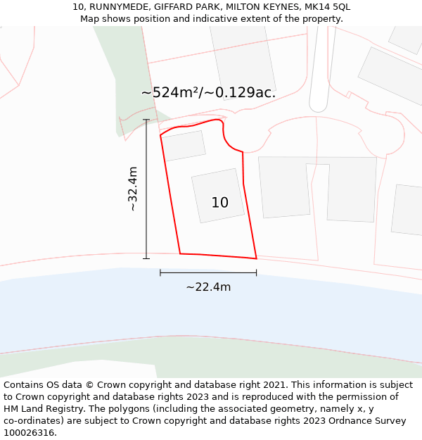 10, RUNNYMEDE, GIFFARD PARK, MILTON KEYNES, MK14 5QL: Plot and title map