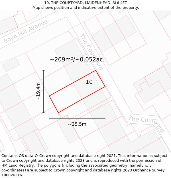 10, THE COURTYARD, MAIDENHEAD, SL6 4FZ: Plot and title map