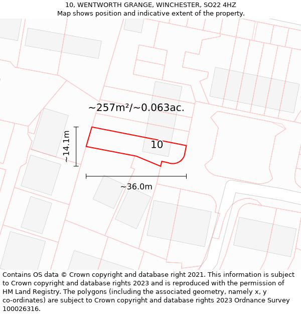 10, WENTWORTH GRANGE, WINCHESTER, SO22 4HZ: Plot and title map