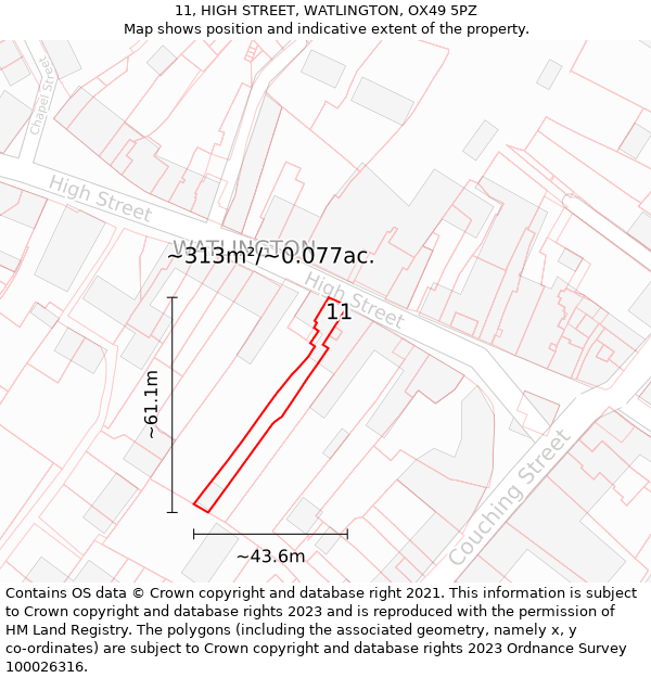 11, HIGH STREET, WATLINGTON, OX49 5PZ: Plot and title map