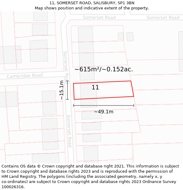 11, SOMERSET ROAD, SALISBURY, SP1 3BN: Plot and title map