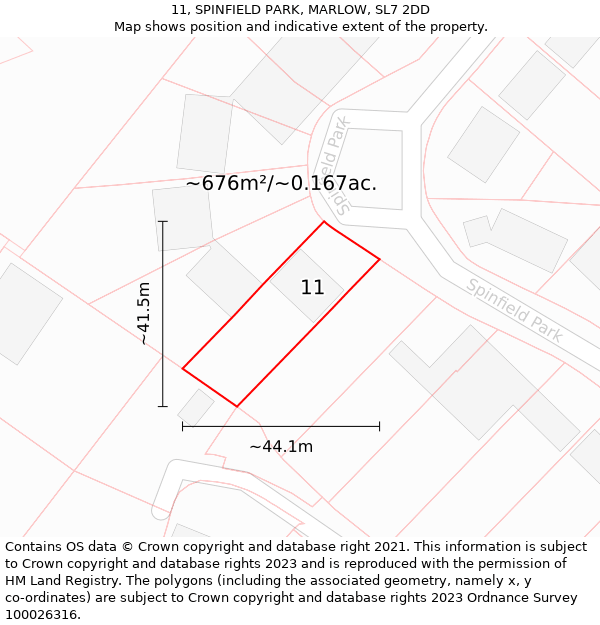 11, SPINFIELD PARK, MARLOW, SL7 2DD: Plot and title map