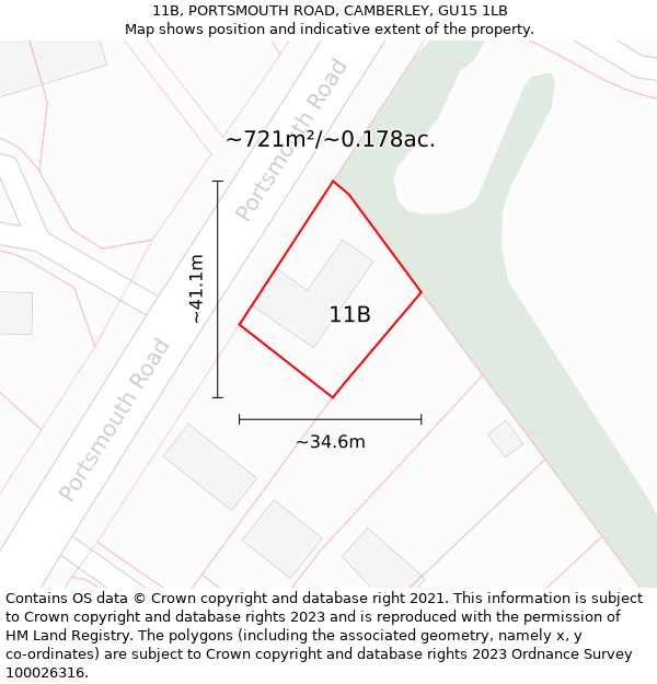 11B, PORTSMOUTH ROAD, CAMBERLEY, GU15 1LB: Plot and title map