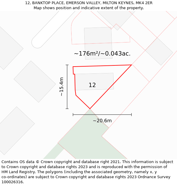 12, BANKTOP PLACE, EMERSON VALLEY, MILTON KEYNES, MK4 2ER: Plot and title map