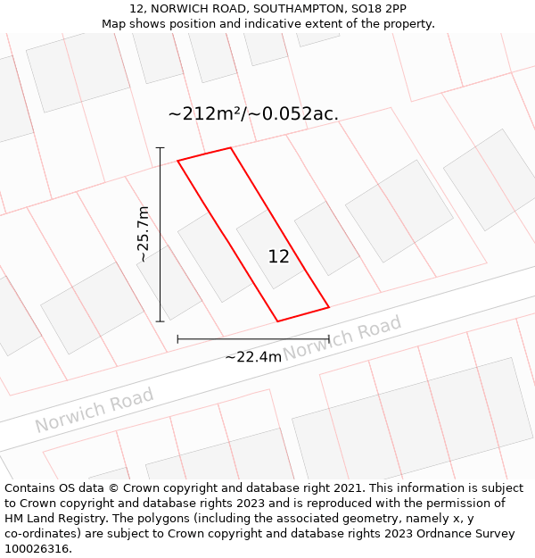 12, NORWICH ROAD, SOUTHAMPTON, SO18 2PP: Plot and title map