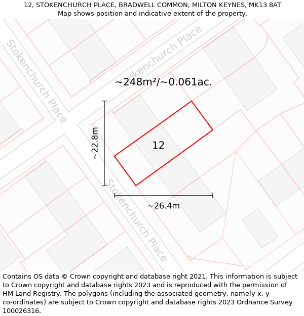 12, STOKENCHURCH PLACE, BRADWELL COMMON, MILTON KEYNES, MK13 8AT: Plot and title map