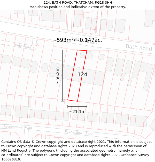 124, BATH ROAD, THATCHAM, RG18 3HH: Plot and title map