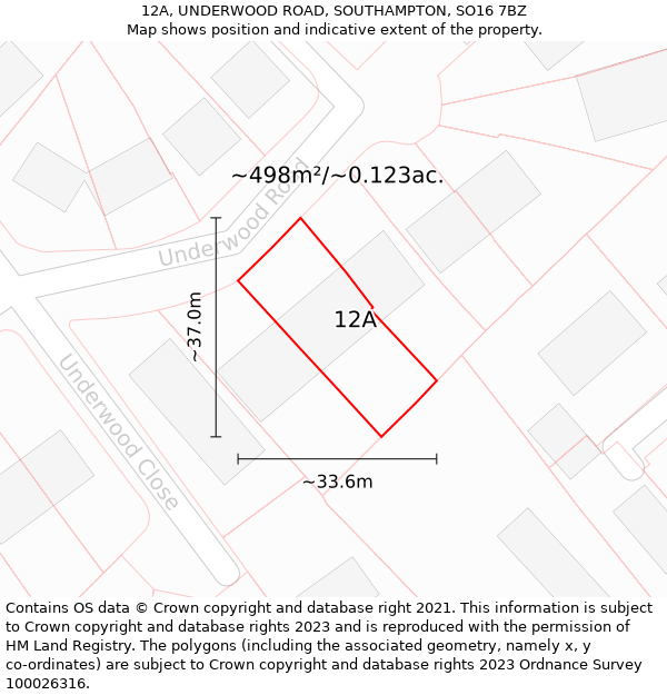 12A, UNDERWOOD ROAD, SOUTHAMPTON, SO16 7BZ: Plot and title map