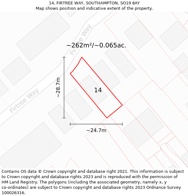 14, FIRTREE WAY, SOUTHAMPTON, SO19 8AY: Plot and title map