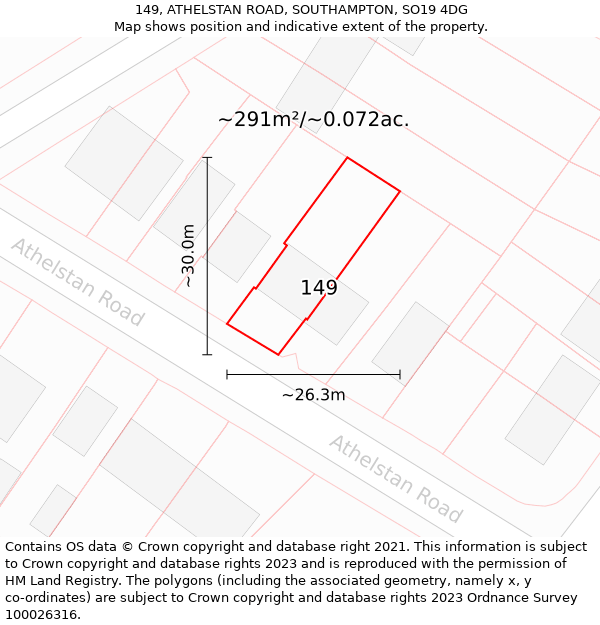 149, ATHELSTAN ROAD, SOUTHAMPTON, SO19 4DG: Plot and title map