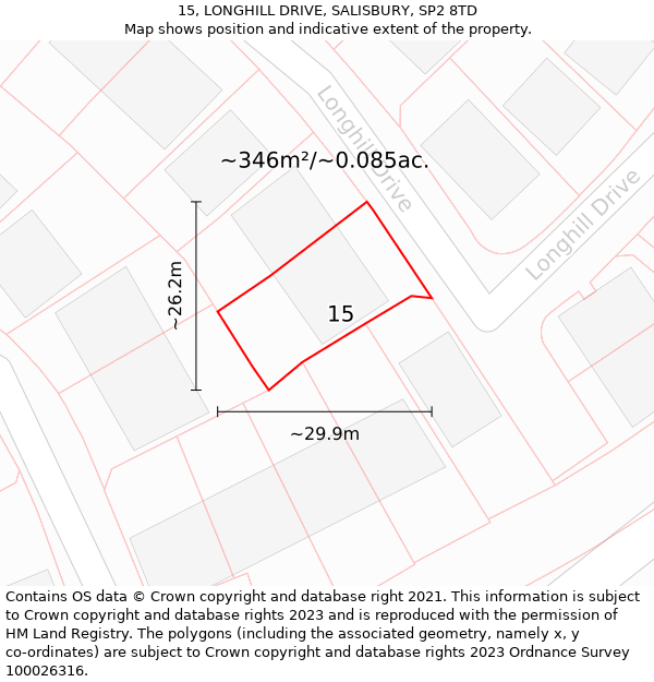 15, LONGHILL DRIVE, SALISBURY, SP2 8TD: Plot and title map