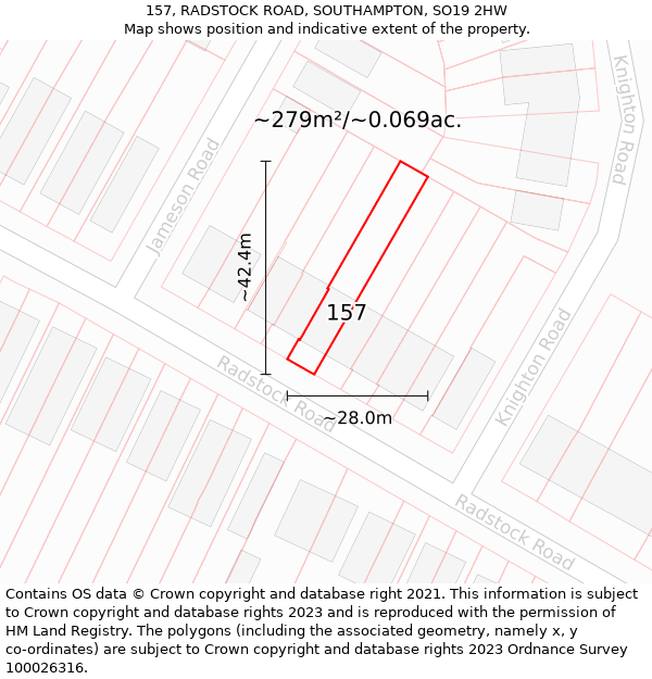 157, RADSTOCK ROAD, SOUTHAMPTON, SO19 2HW: Plot and title map