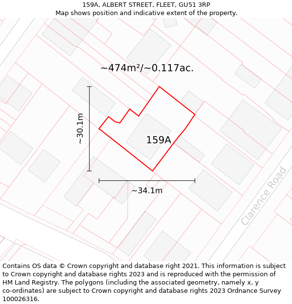 159A, ALBERT STREET, FLEET, GU51 3RP: Plot and title map