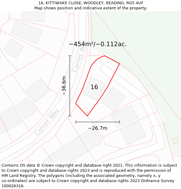 16, KITTIWAKE CLOSE, WOODLEY, READING, RG5 4UF: Plot and title map