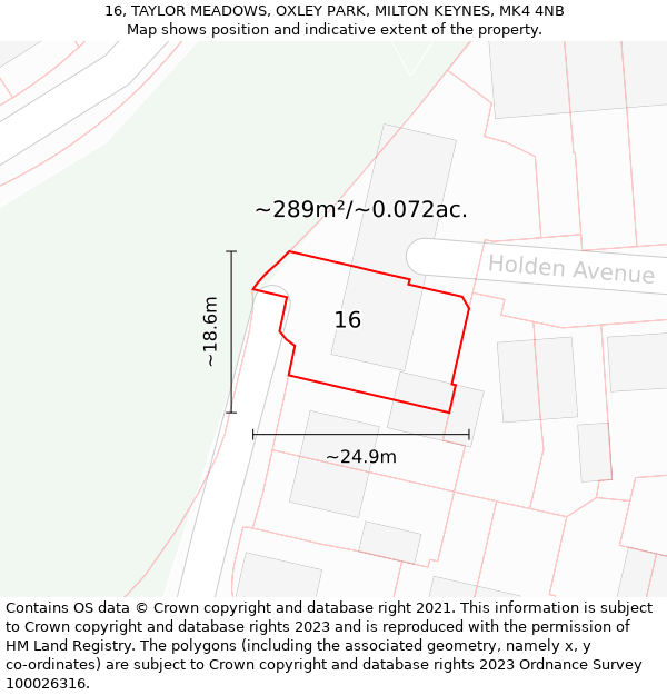 16, TAYLOR MEADOWS, OXLEY PARK, MILTON KEYNES, MK4 4NB: Plot and title map