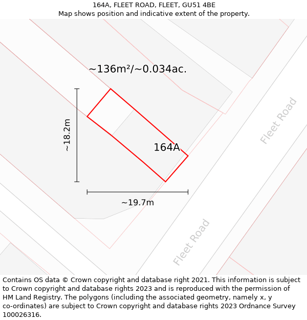 164A, FLEET ROAD, FLEET, GU51 4BE: Plot and title map