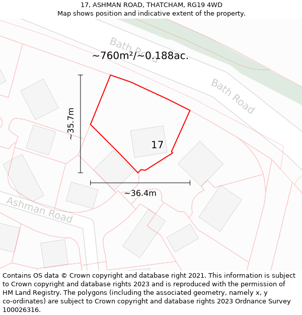 17, ASHMAN ROAD, THATCHAM, RG19 4WD: Plot and title map