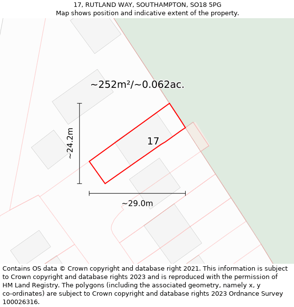 17, RUTLAND WAY, SOUTHAMPTON, SO18 5PG: Plot and title map