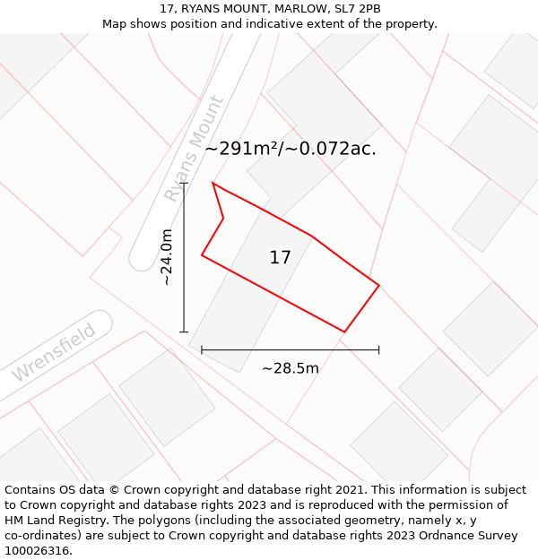 17, RYANS MOUNT, MARLOW, SL7 2PB: Plot and title map