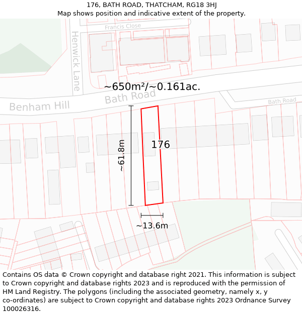 176, BATH ROAD, THATCHAM, RG18 3HJ: Plot and title map