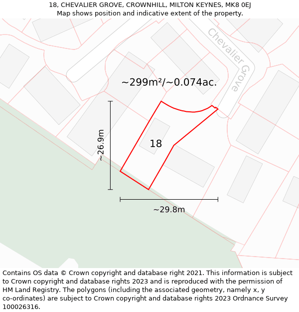 18, CHEVALIER GROVE, CROWNHILL, MILTON KEYNES, MK8 0EJ: Plot and title map