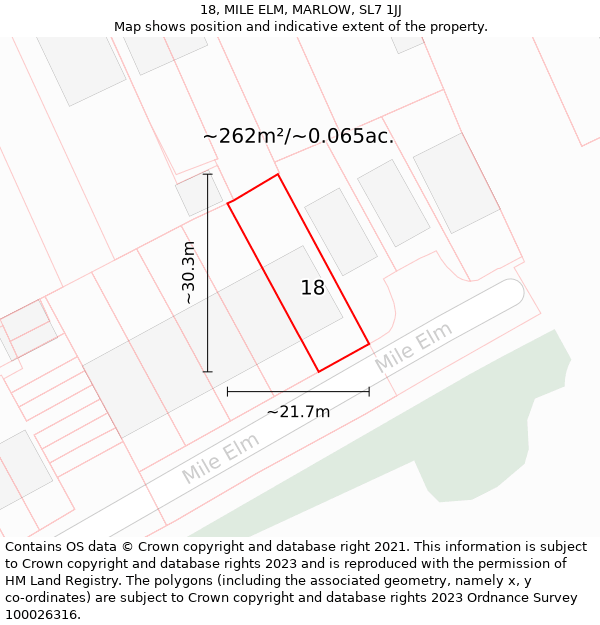 18, MILE ELM, MARLOW, SL7 1JJ: Plot and title map