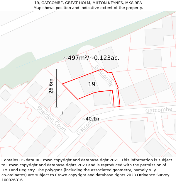 19, GATCOMBE, GREAT HOLM, MILTON KEYNES, MK8 9EA: Plot and title map
