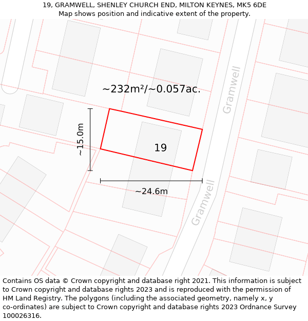 19, GRAMWELL, SHENLEY CHURCH END, MILTON KEYNES, MK5 6DE: Plot and title map