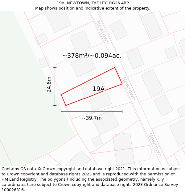 19A, NEWTOWN, TADLEY, RG26 4BP: Plot and title map