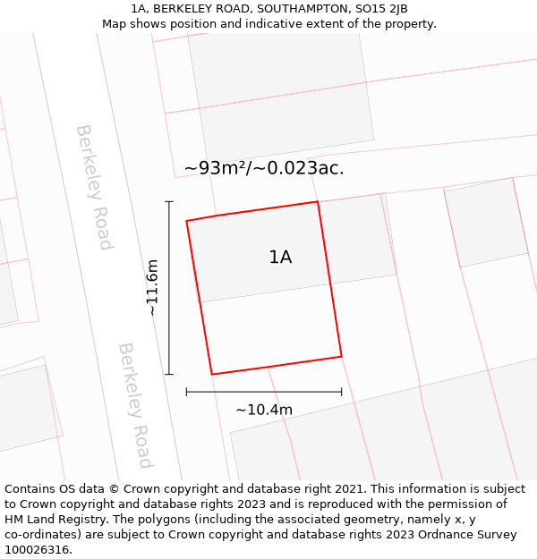 1A, BERKELEY ROAD, SOUTHAMPTON, SO15 2JB: Plot and title map