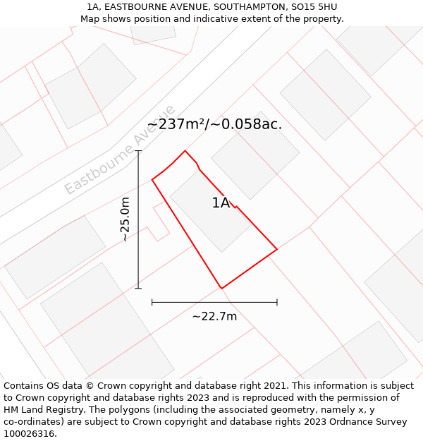 1A, EASTBOURNE AVENUE, SOUTHAMPTON, SO15 5HU: Plot and title map