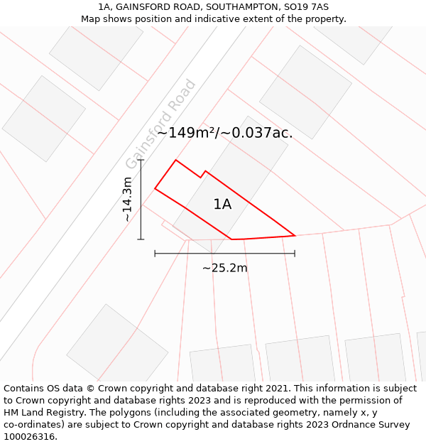 1A, GAINSFORD ROAD, SOUTHAMPTON, SO19 7AS: Plot and title map