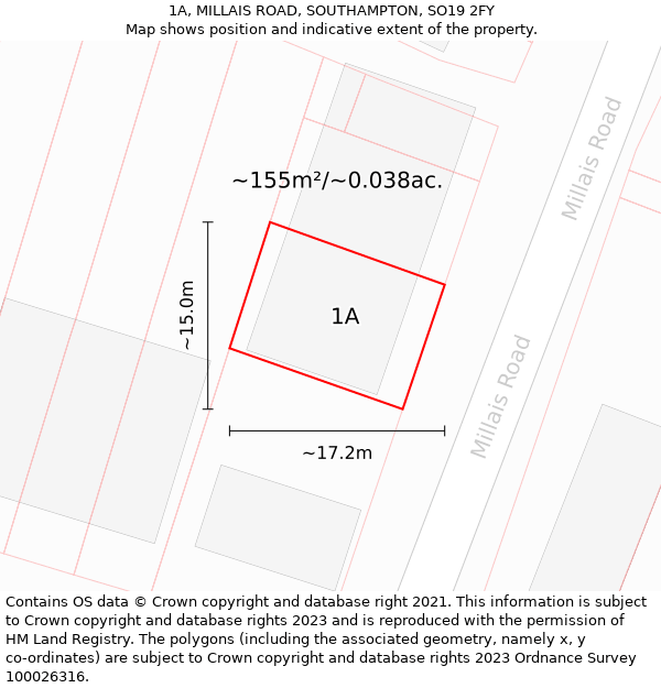 1A, MILLAIS ROAD, SOUTHAMPTON, SO19 2FY: Plot and title map