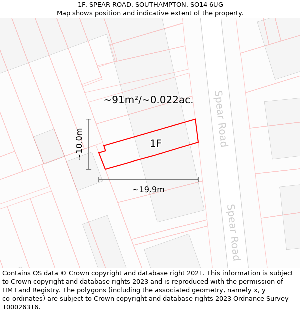 1F, SPEAR ROAD, SOUTHAMPTON, SO14 6UG: Plot and title map