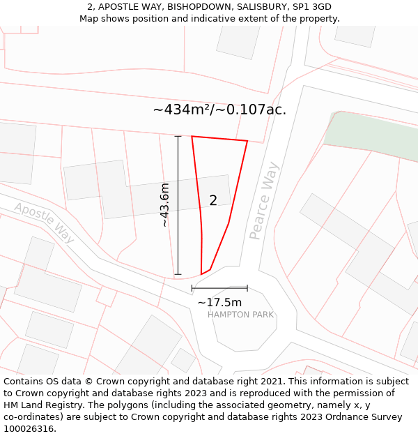 2, APOSTLE WAY, BISHOPDOWN, SALISBURY, SP1 3GD: Plot and title map